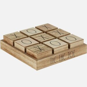 NEW - Rae Dunn - Brown Wooden Board Game Tic Tac Toe